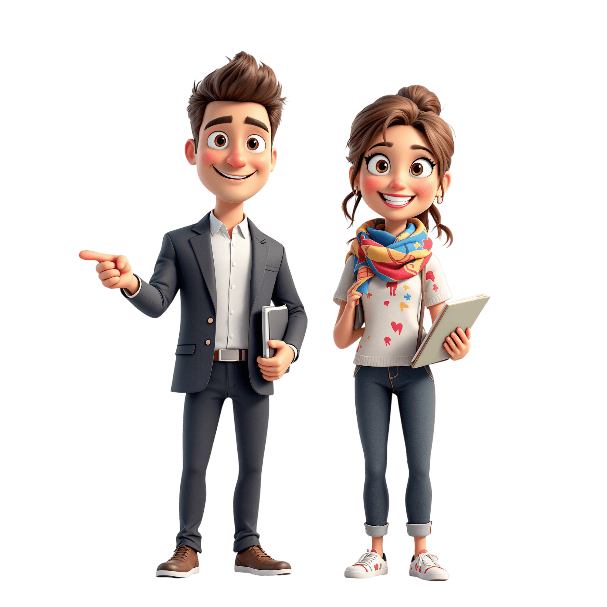 RIASEC test characters - professional with clipboard and person with shield